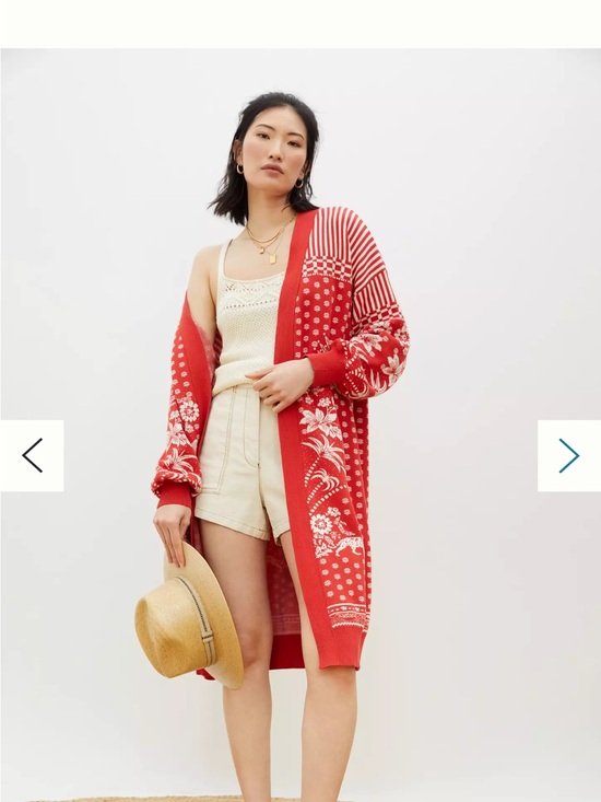 FARM Rio Sweaters - Rare FARM Rio Red Long Cardigan Open Front